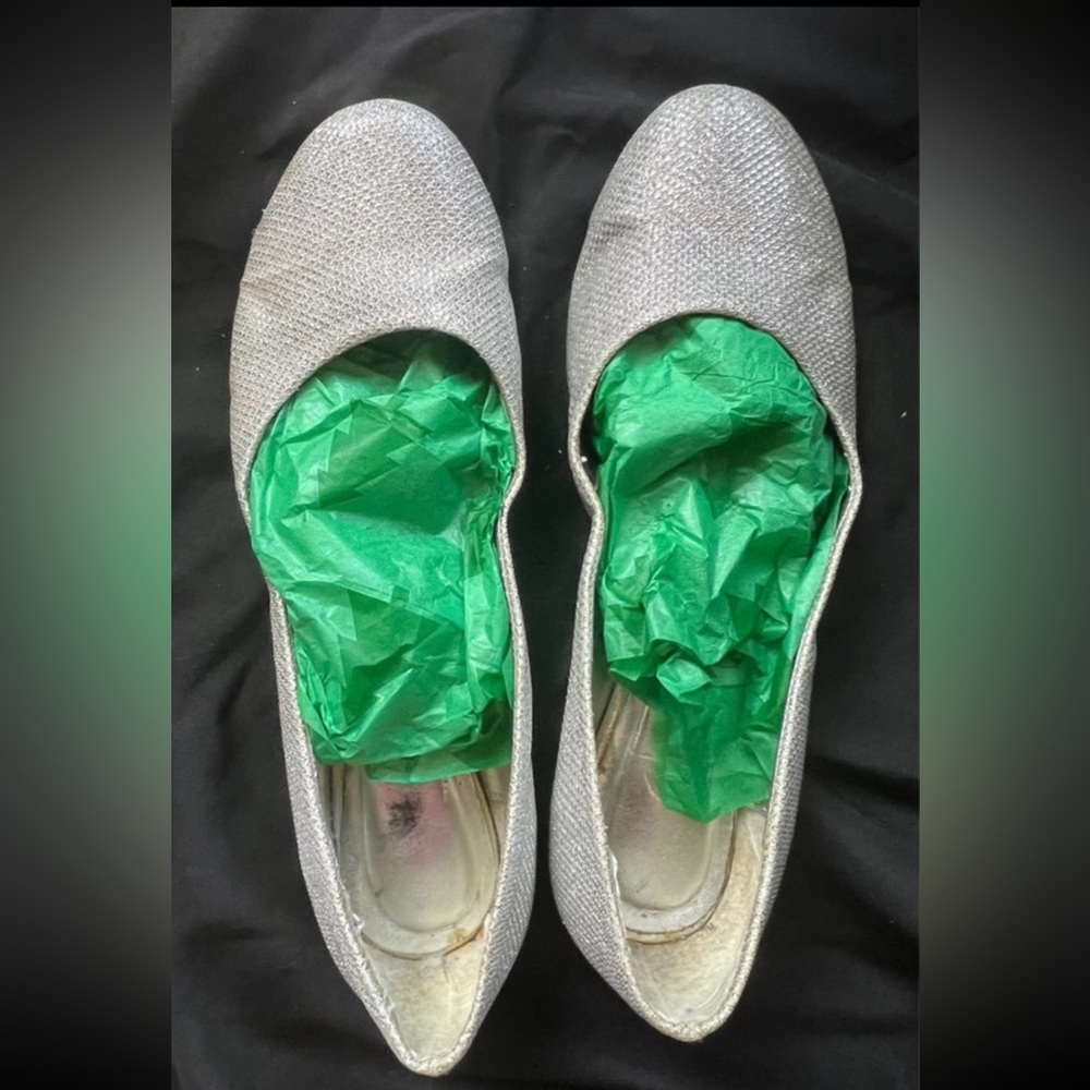 Shiny Silver Ballet Flats